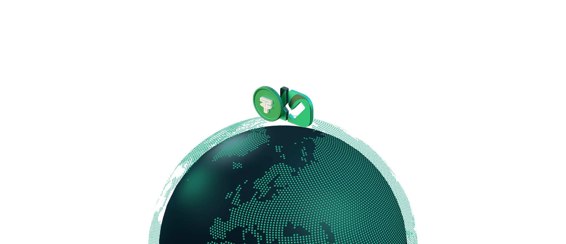 half globe with usdt and Instado logos